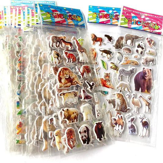 3D Puffy Stickers for Kids – 10 Sheets Animal Stickers