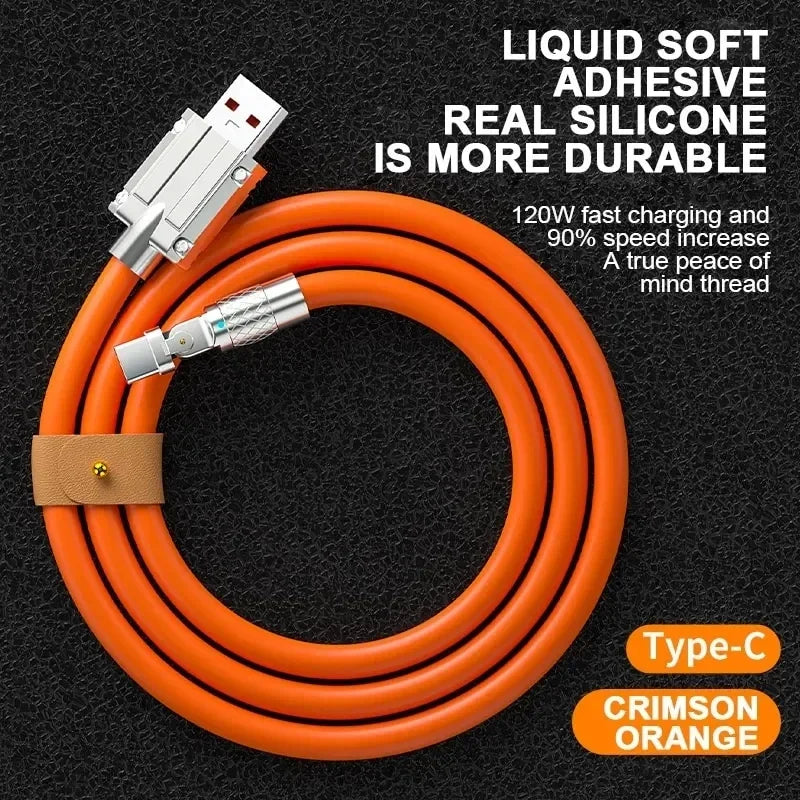 USB C Fast Charging Cable 120W 6A 180° Rotating Elbow