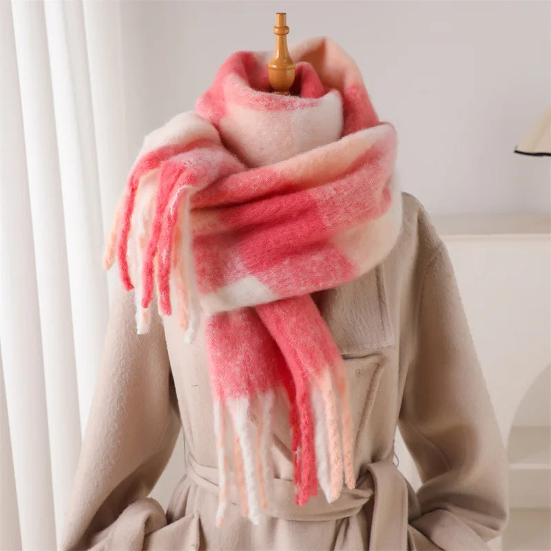 Pashmina Scarf for Women, Warm Plaid Winter Shawl Wrap