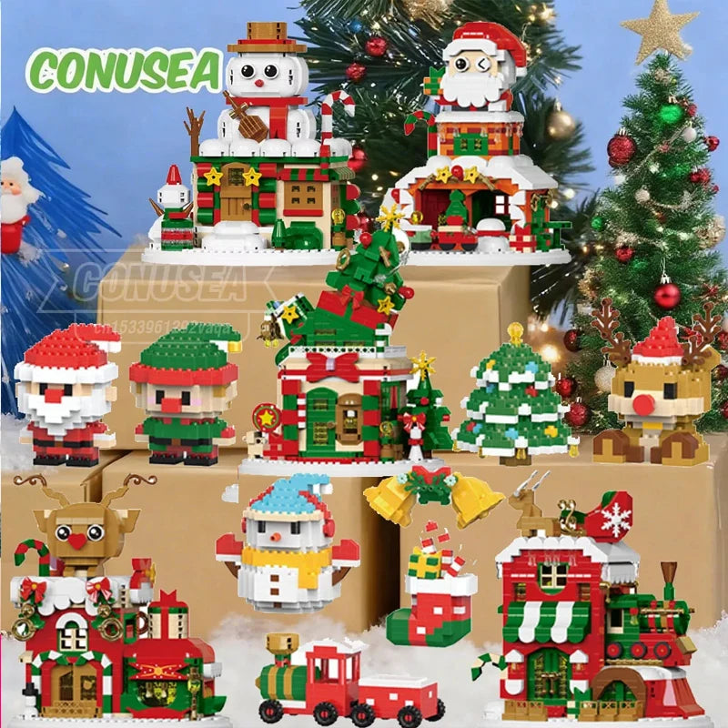 Christmas Building Blocks Set, Micro DIY Holiday Decoration Toy