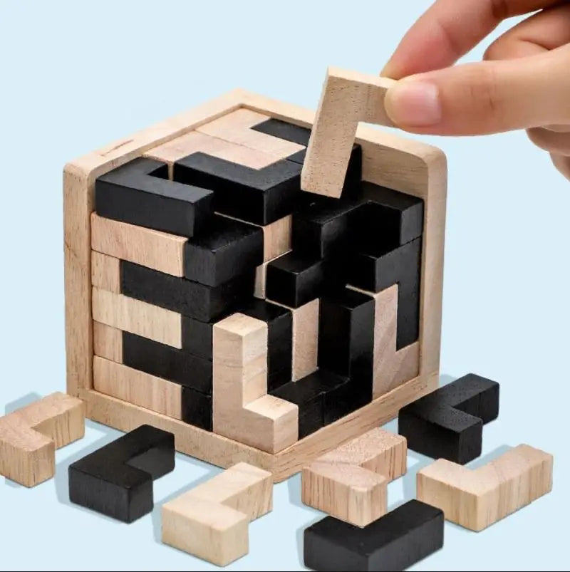3D Wooden Puzzle Interlocking Brain Teaser Game for Kids