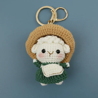 Sheep Keychain Cute Crochet Animal Keyring for Bags and Keys