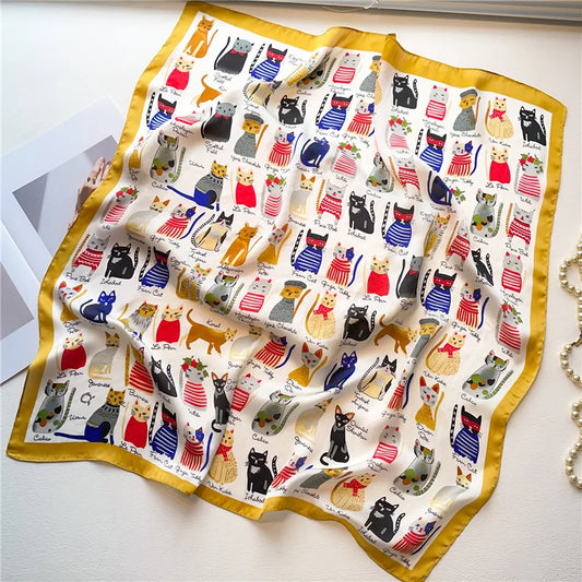 Square Scarf for Women, 70x70cm Printed Head and Hair Scarf