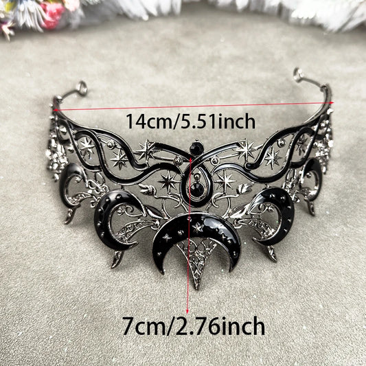 Gothic Tiara Moon & Star Crown for Women, Halloween Cosplay