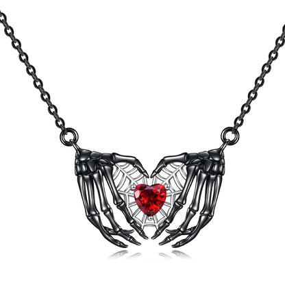 Gothic Pendant Necklace, Bat Wing Heart Design for Women