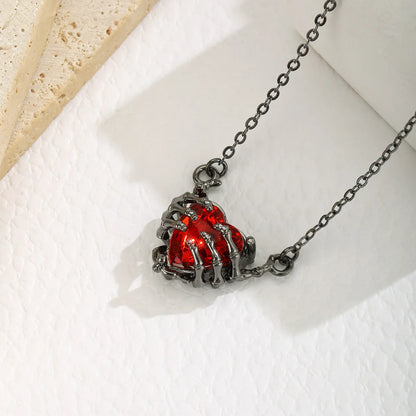 Gothic Pendant Necklace, Bat Wing Heart Design for Women