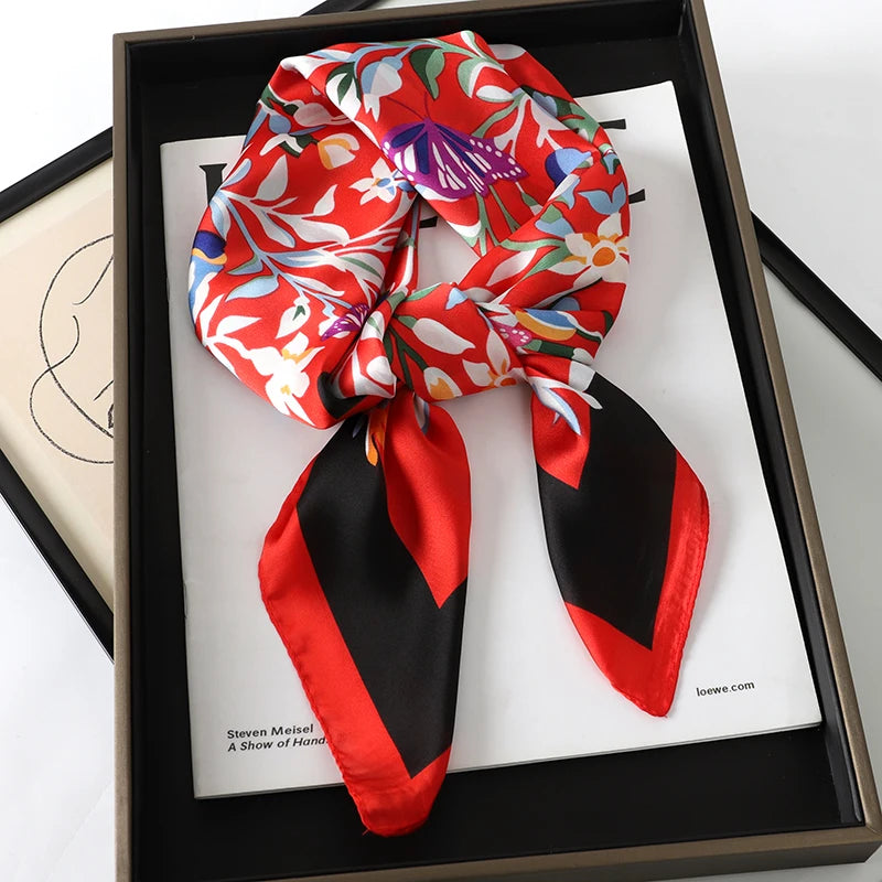 Women's Square Scarf 70x70cm Satin Print Wrap