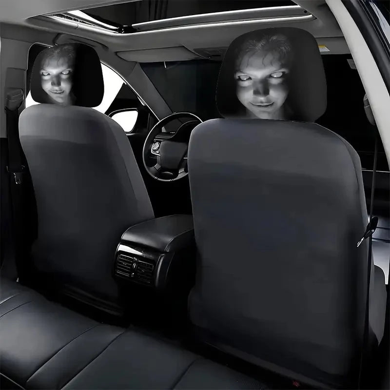 Car Headrest Covers 2-Pack Horror Print Universal Seat Protection