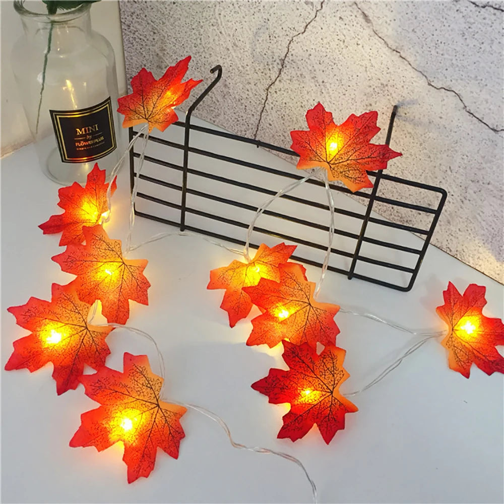 Halloween Maple Leaf String Lights 2/3/6M Garland Decoration