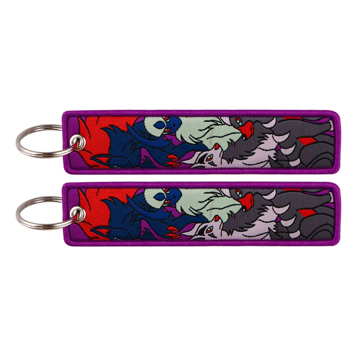 Embroidered Keychain Double-Sided Key Fob for Car & Motorcycle