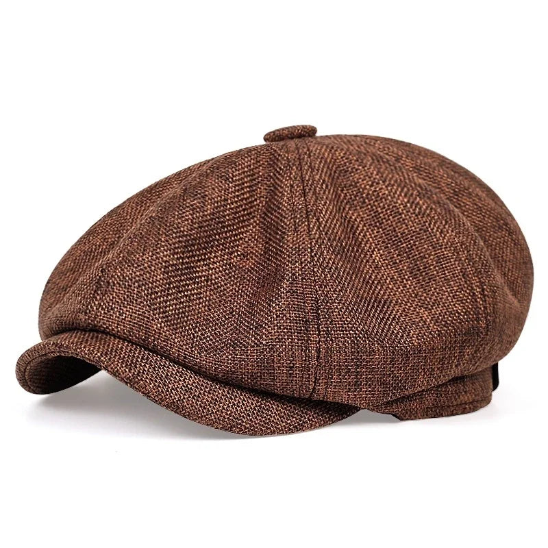 Newsboy Cap Plaid Octagonal Flat Cap for Men and Women
