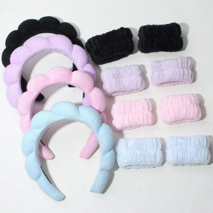 Face Wash Headband Set with Wristbands for Skincare & Makeup