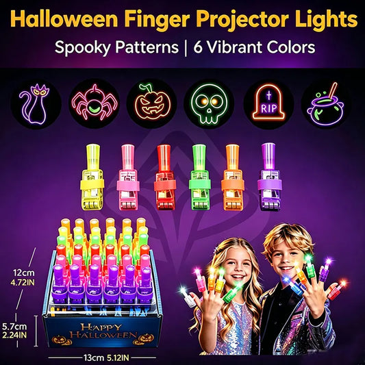36PCS LED Finger Lights Halloween Party Favors with Neon Patterns