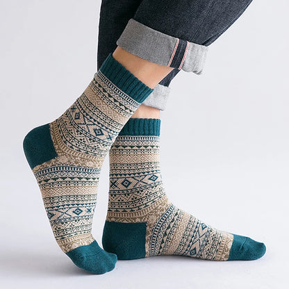 Men's Winter Socks Thick Wool Blend Warm Crew Socks 5-Pair