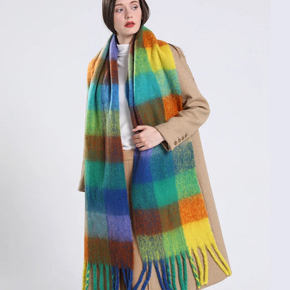 Pashmina Scarf for Women, Warm Plaid Winter Shawl Wrap