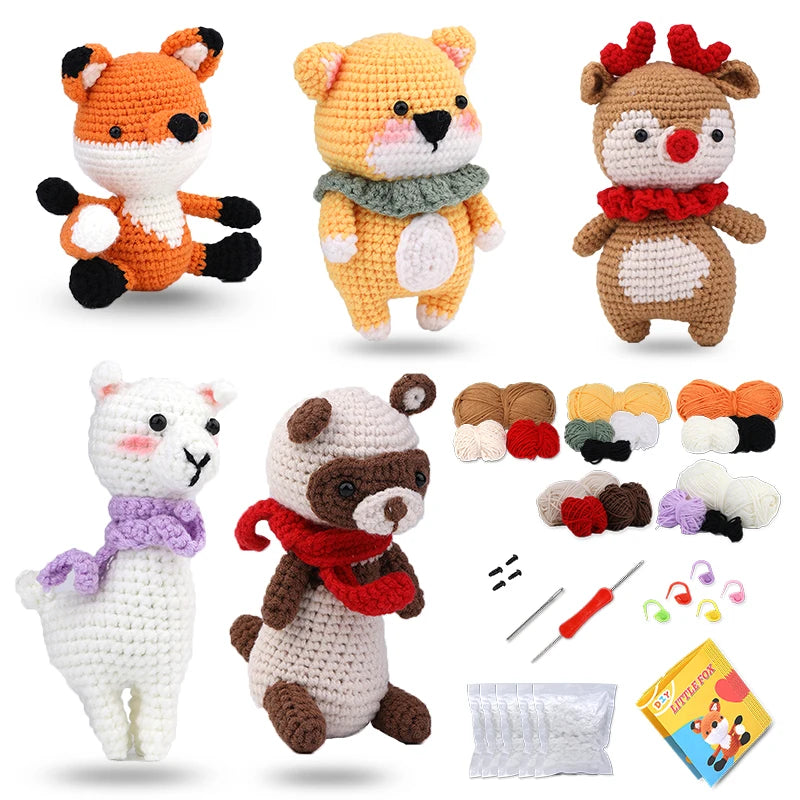 Crochet Kit for Beginners Animal DIY Craft Set with Yarn and Hooks