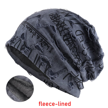 Knit Beanie Unisex Letter Print Warm Winter Hat
