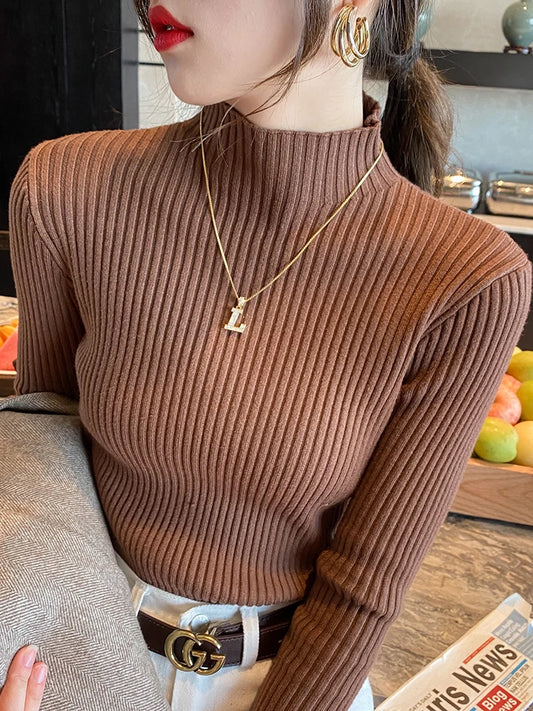Women's Knit Sweater Slim Fit Turtleneck Long Sleeve Winter Top