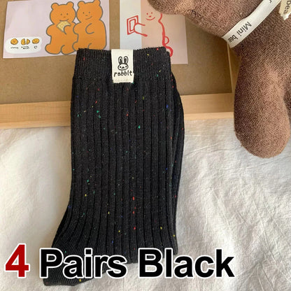 Women's Mid Calf Socks, Breathable Casual Socks 4 Pairs