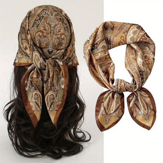 Women’s Square Scarf – Paisley Print Silk Feel Neck Wrap