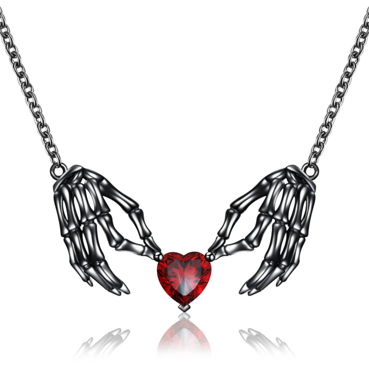 Gothic Pendant Necklace, Bat Wing Heart Design for Women