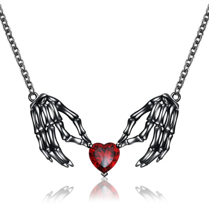 Gothic Pendant Necklace, Bat Wing Heart Design for Women