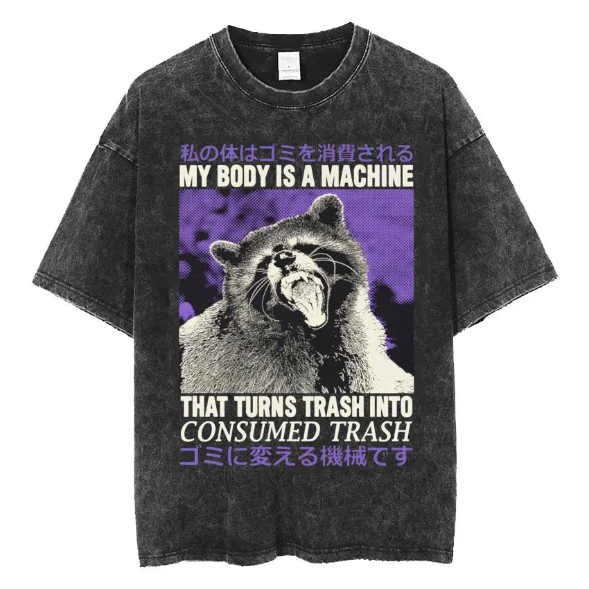 Men’s Oversized T-Shirt Retro Washed Funny Graphic Print
