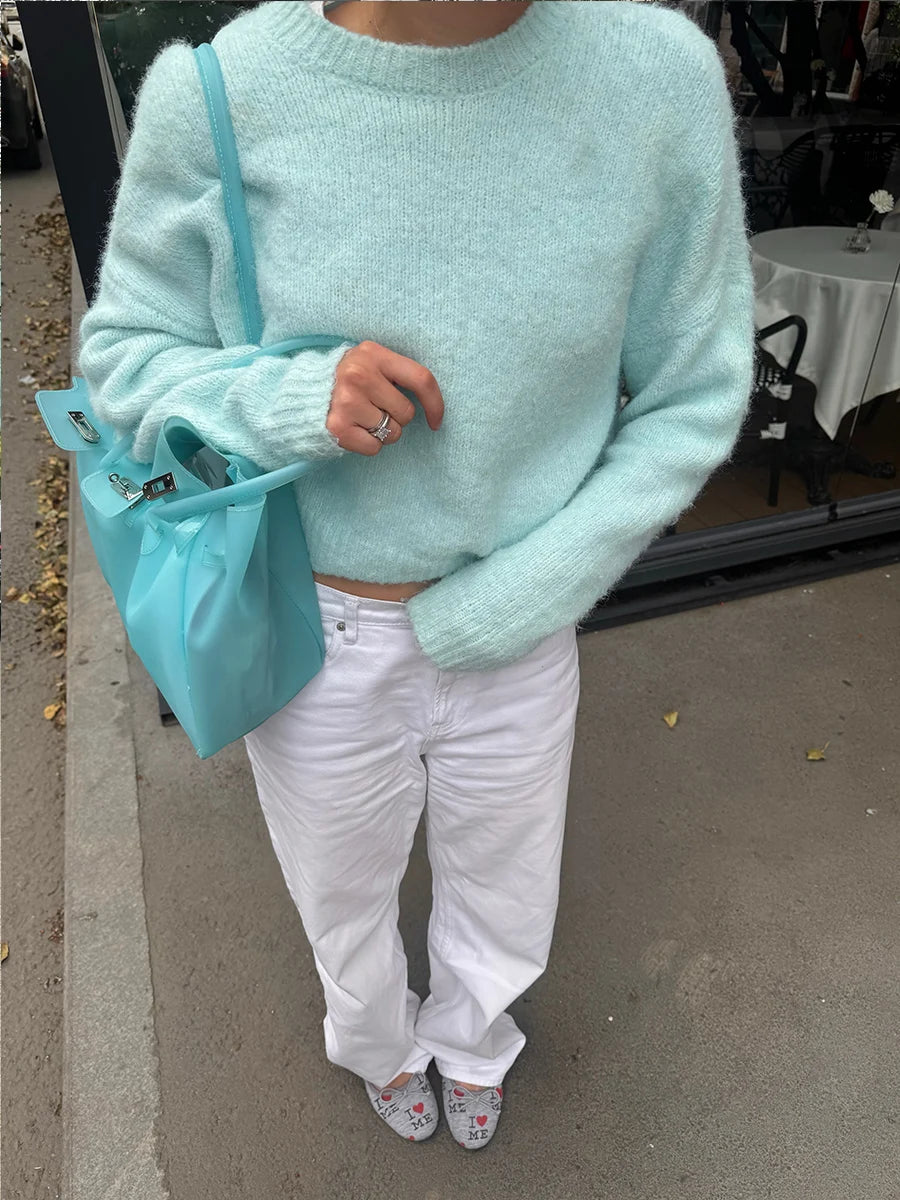 Women's Knit Sweater Oversized O-Neck Warm Winter Pullover