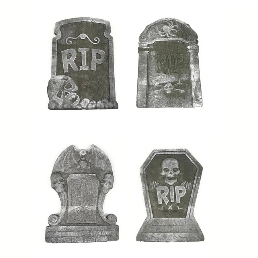 Halloween Tombstone Decorations, 4-Piece Graveyard Yard Props