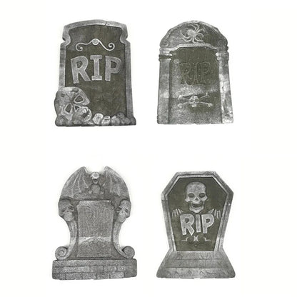 Halloween Tombstone Decorations, 4-Piece Graveyard Yard Props
