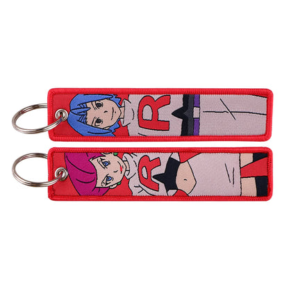 Embroidered Keychain Double-Sided Key Fob for Car & Motorcycle
