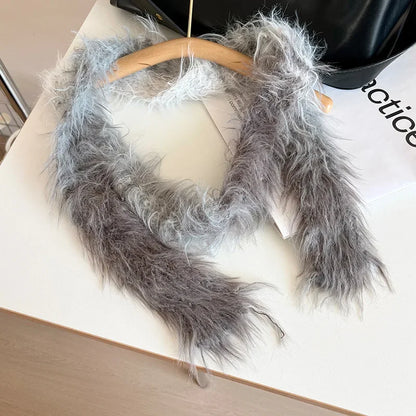 Women’s Winter Scarf – Plush Plaid Long Knit Warm Wrap