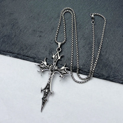 Cross Pendant Necklace, Gothic Double-Sided Punk Jewelry