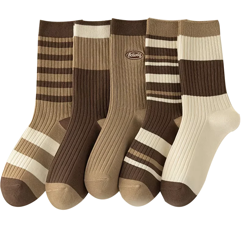 Women’s Ruffle Socks Breathable Mid Tube 5-Pair Set