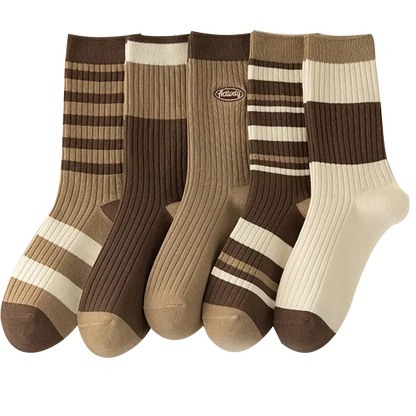 Women’s Ruffle Socks Breathable Mid Tube 5-Pair Set