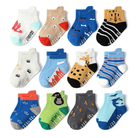 Kids Non-Slip Socks Cartoon Animal Cotton Floor Socks for Toddlers