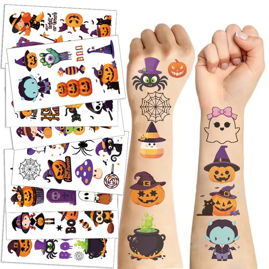 Halloween Temporary Tattoos 10 Sheets Waterproof Pumpkin Stickers
