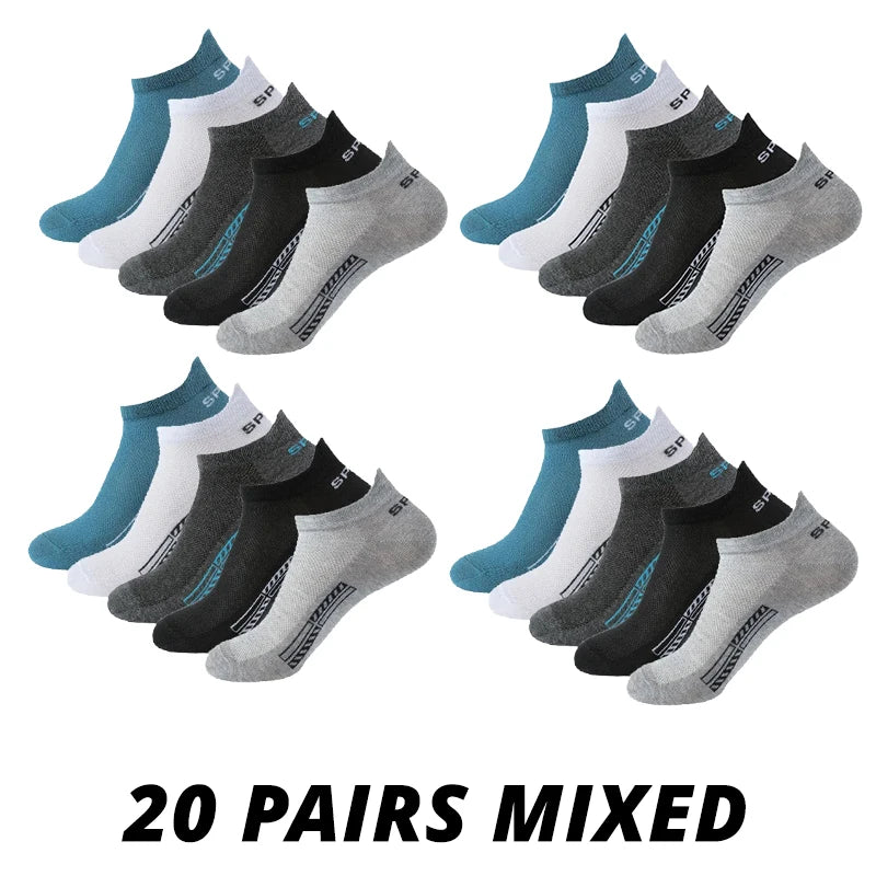 Men's Ankle Socks Breathable Mesh Summer Sports Socks 5-Pair