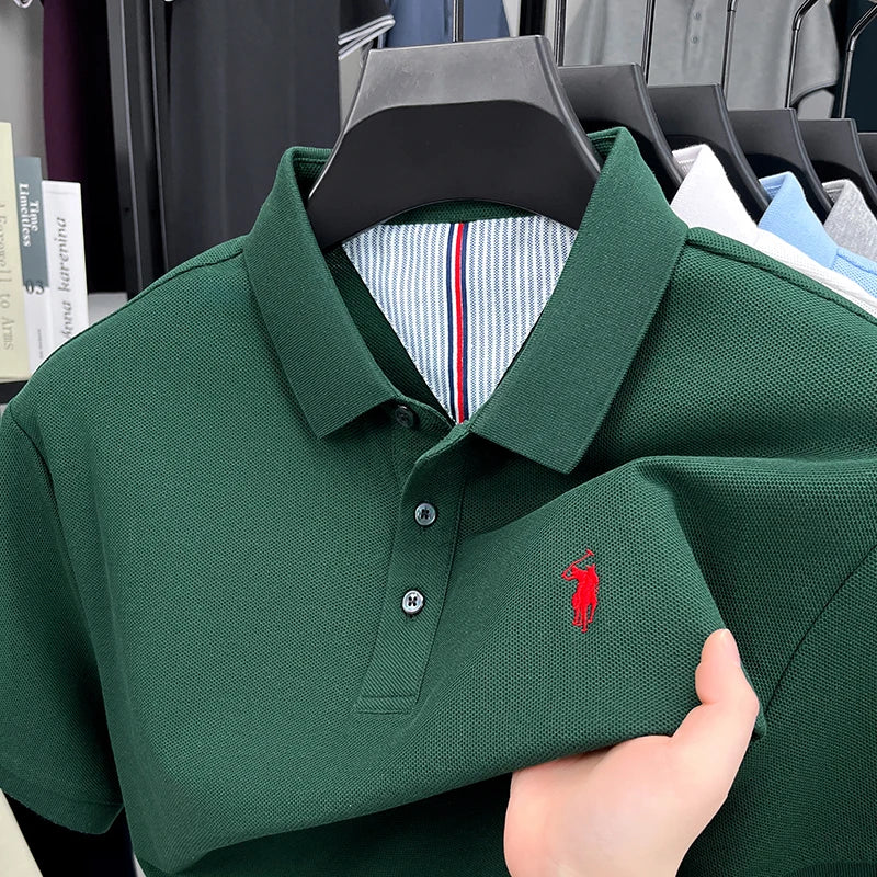 Men’s Cotton Polo Shirt – Embroidered Casual Golf Top