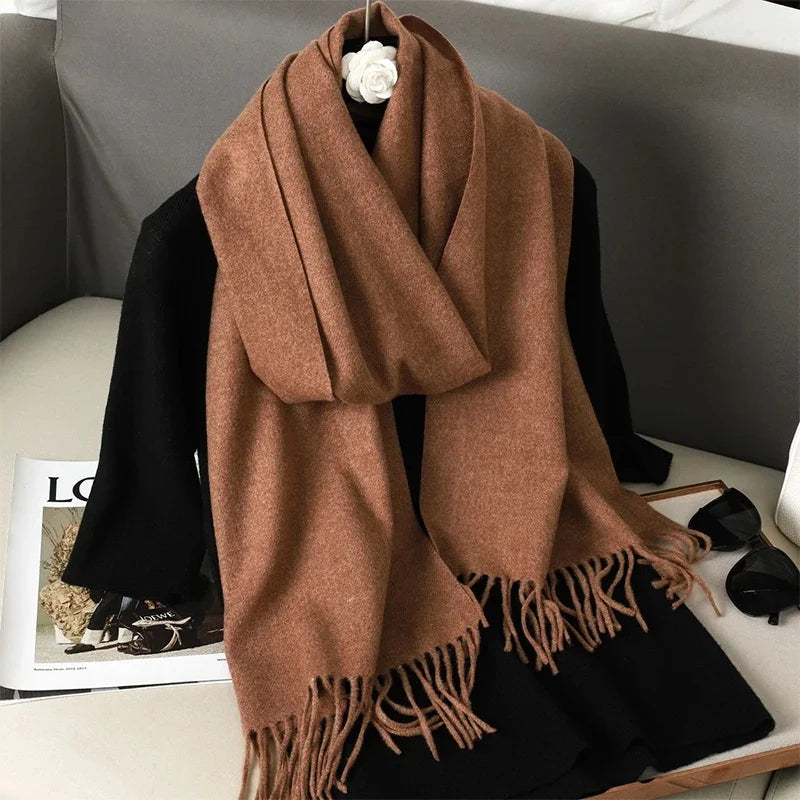 Women's Winter Scarf Warm Long Pashmina Shawl with Tassels