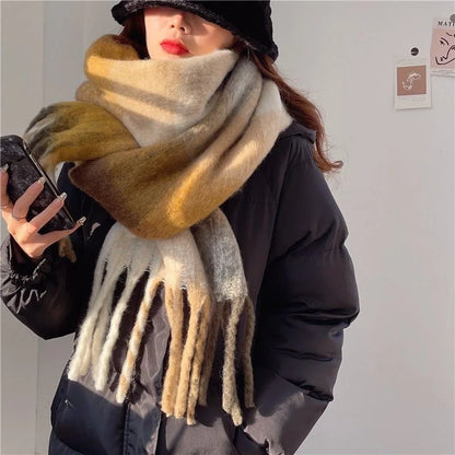 Pashmina Scarf for Women, Warm Plaid Winter Shawl Wrap