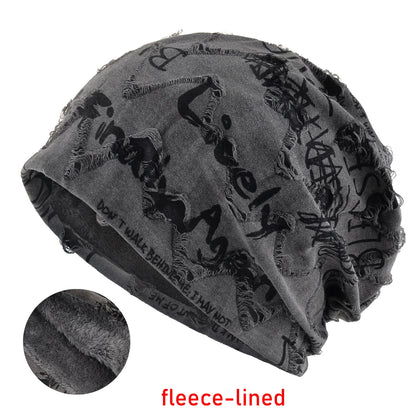 Knit Beanie Unisex Letter Print Warm Winter Hat