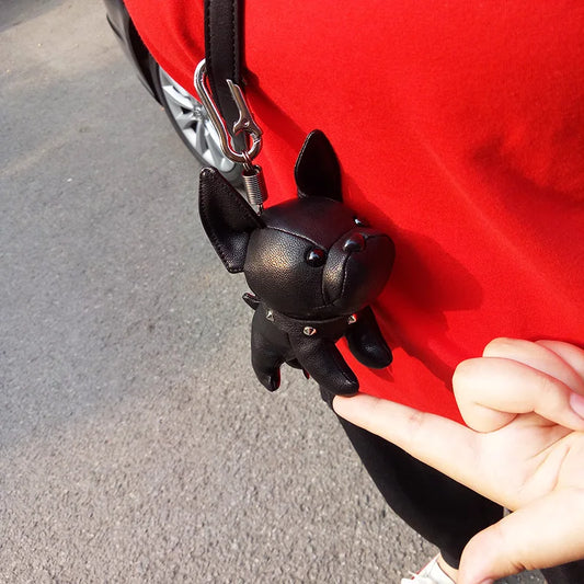 French Bulldog Keychain PU Leather Bag Charm for Women