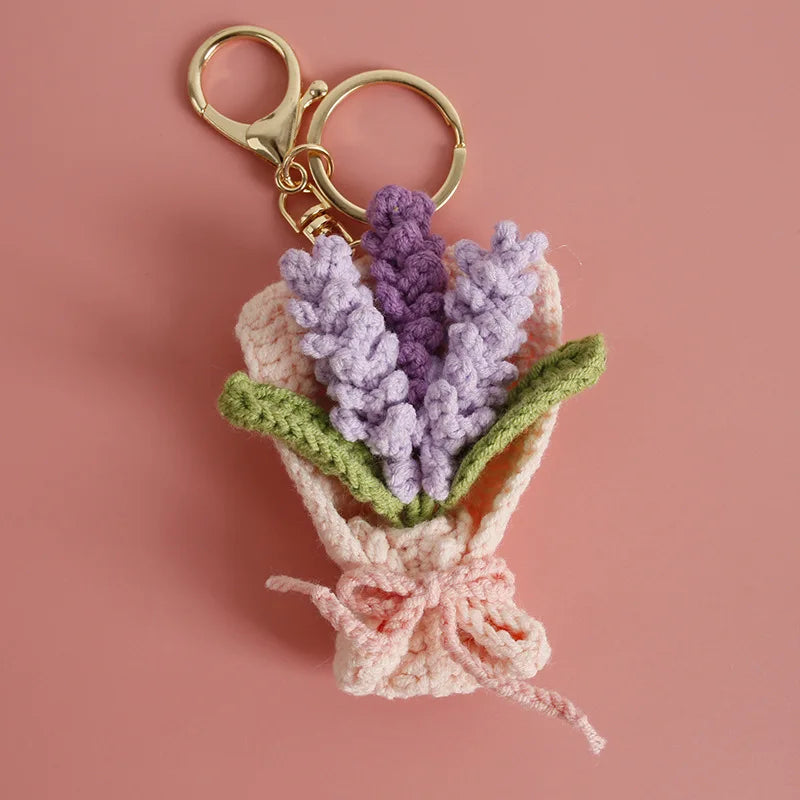 Flower Keychain Cute Crochet Floral Keyring for Bags and Gifts