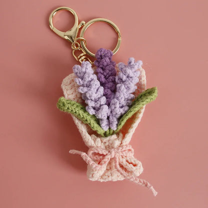 Flower Keychain Cute Crochet Floral Keyring for Bags and Gifts