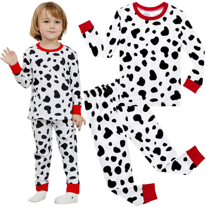Kids Skeleton Costume Halloween Skull Pajamas Top and Pants Set