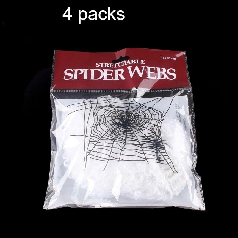 Halloween Spider Web Decoration with 2 Spiders, Stretchable Cobwebs