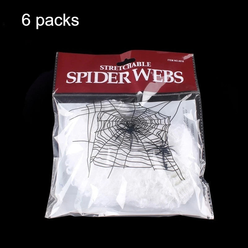 Halloween Spider Web Decoration with 2 Spiders, Stretchable Cobwebs