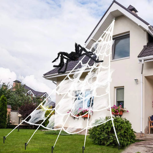 Halloween Spider Web Decoration 5m Large Cloth Cobweb for Outdoor Yards