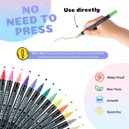 Acrylic Paint Pens  Dual Tip Markers for Crafts & Painting